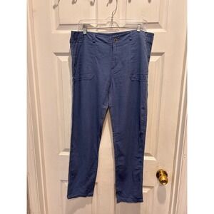 Love Tree Blue Linen Blend Utility Straight Leg‎ Pants Women Large Lightweight